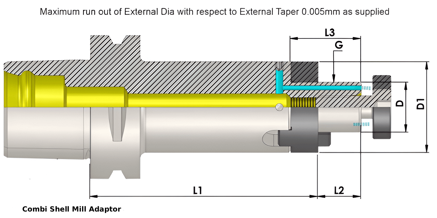 Polygonal Shank T6 CSMA-K16 050 Combi Shell Mill Adaptor (Balanced to G2.5 25000 RPM) (ISO 26623-1) (Compatible with Capto® Style C6)